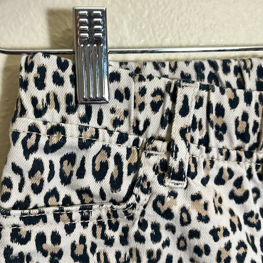 Gap Leopard Print Frayed Hem Pull On Stretch Jegging Ankle Jeans